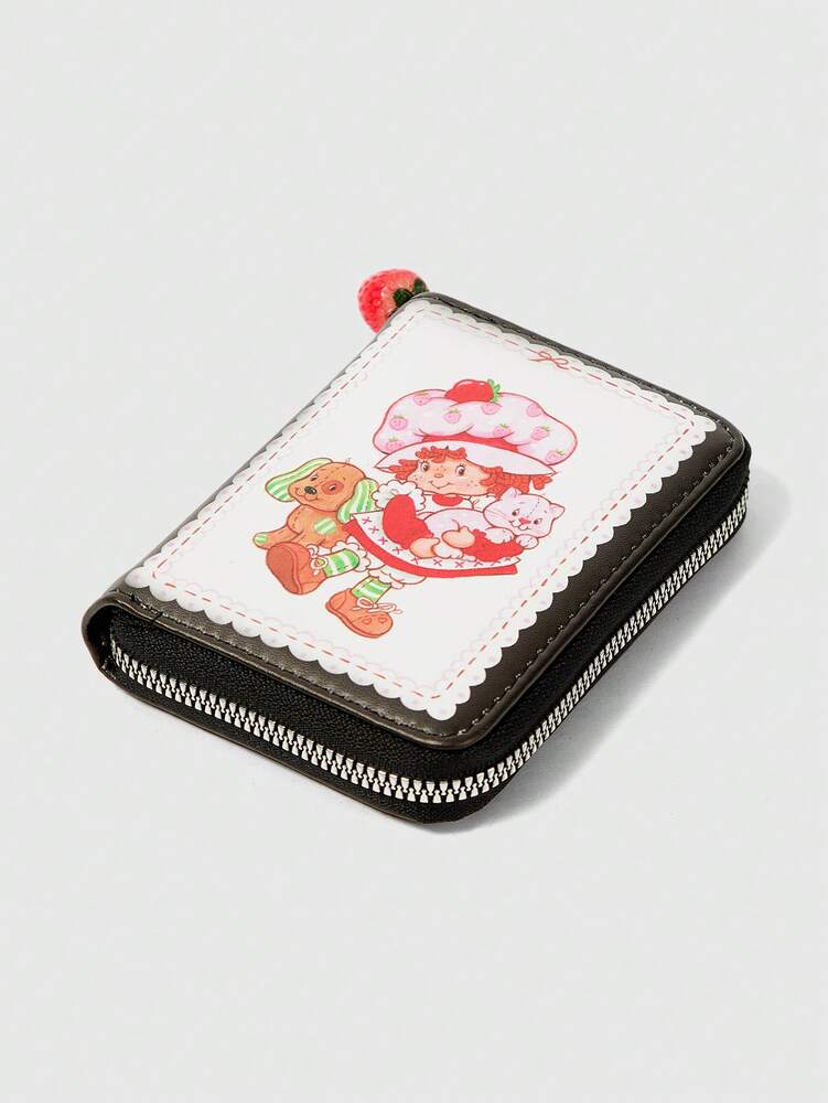 Strawberry Cartoon Zipper Wallet with 3D Pendant