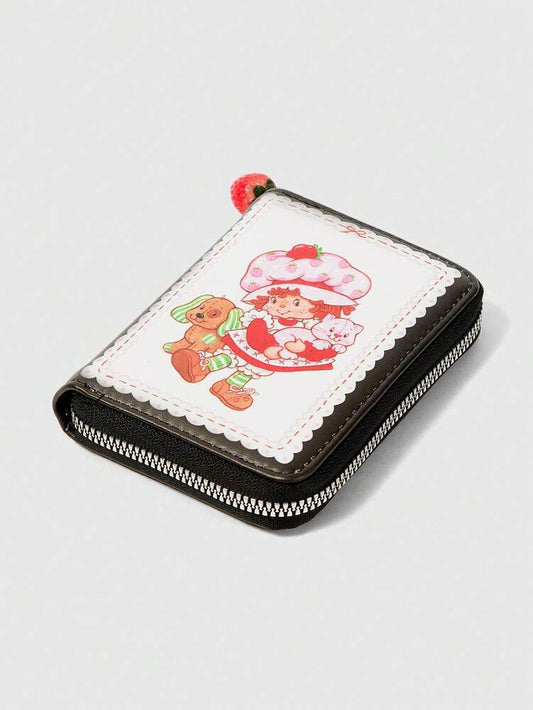 Strawberry Cartoon Zipper Wallet with 3D Pendant