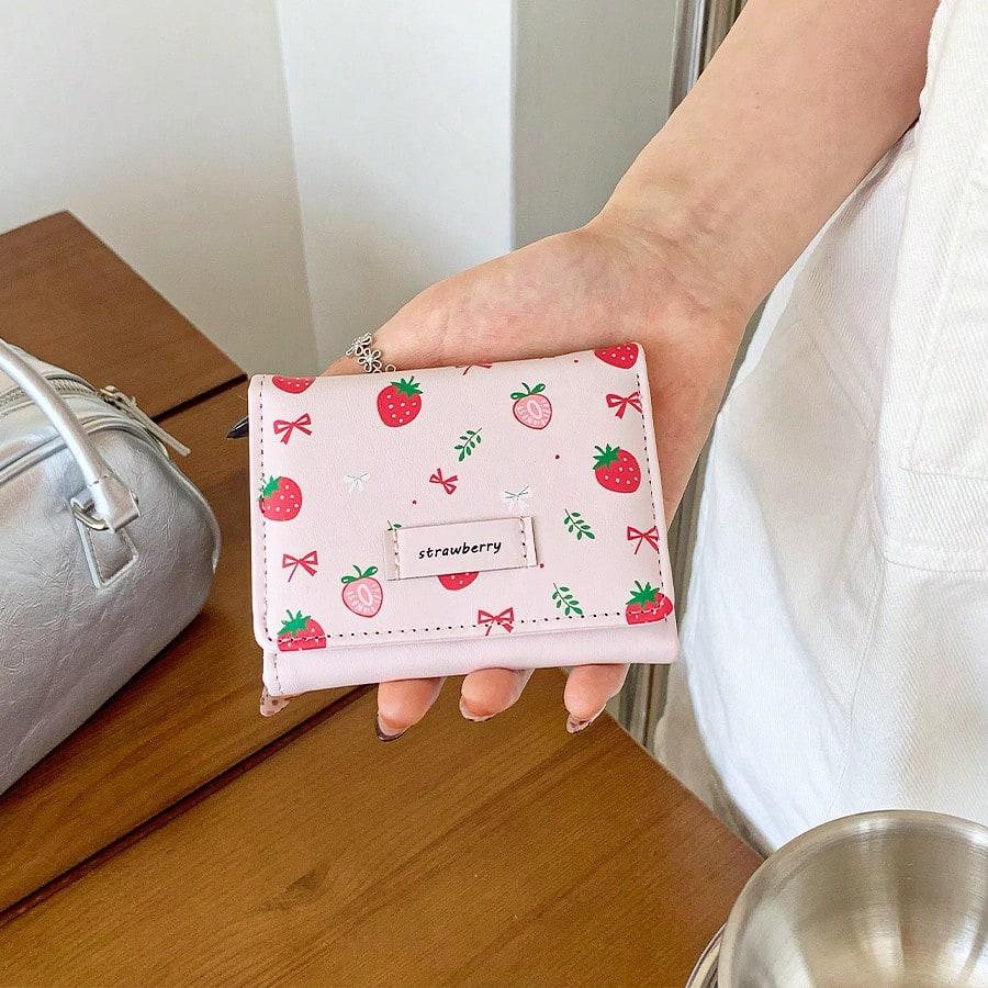 Awww So Sweet! Minimalist INS Style Cute Sweet Short Strawberry Pink Wallet – Coin Purse & Card Holder for Women