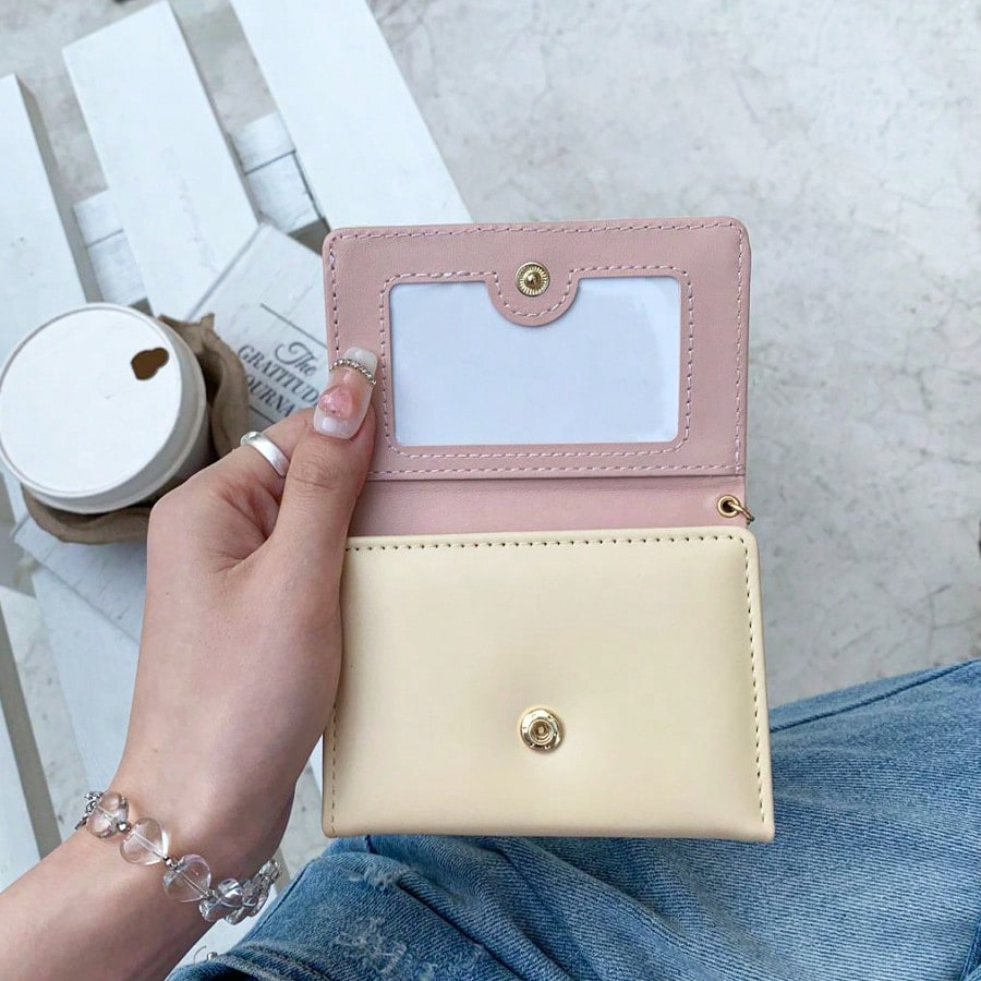 Korean Style Bow Decor Women's Short Wallet – High-Quality Tri-Fold Coin & Card Purse Wallet