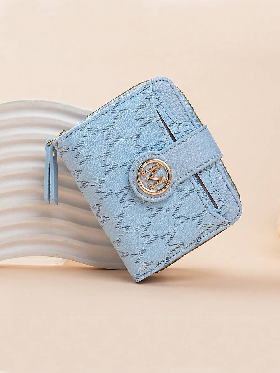 Women's Retro Lychee Pattern Wallet – Multi-Card Short Wallet with Coin Pocket and Snap Closure