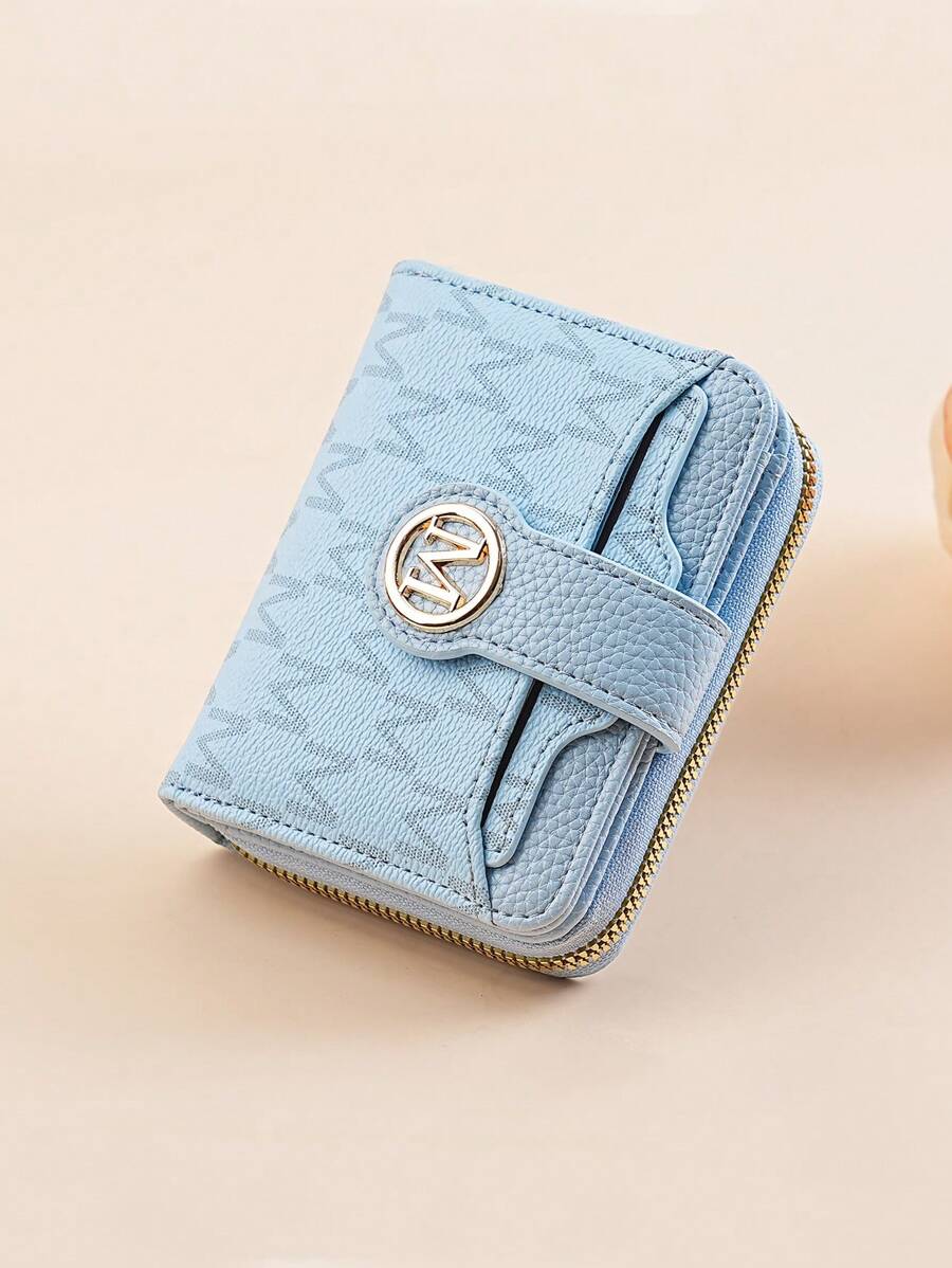 Women's Retro Lychee Pattern Wallet – Multi-Card Short Wallet with Coin Pocket and Snap Closure