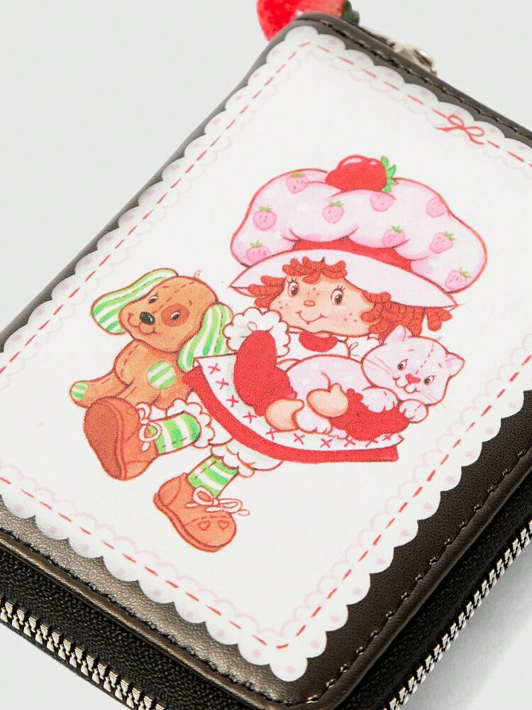 Strawberry Cartoon Zipper Wallet with 3D Pendant