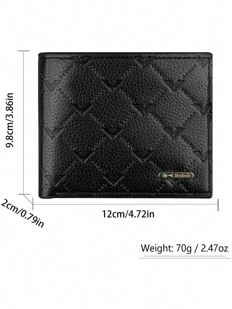 Men’s Black Business Wallet – Quilted Design, Multi-Card Holder with Zipper Coin Pocket