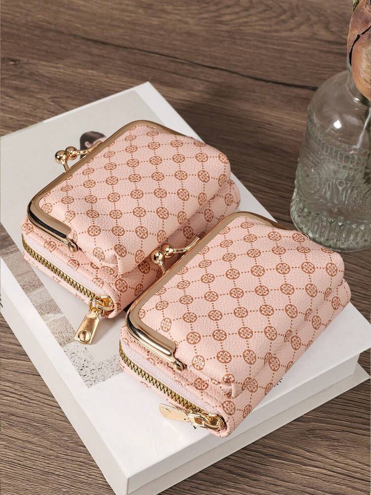 Women's PU Leather Kiss-Lock Coin Purse – Zipper & Hasp, Large Capacity Card & Cash Holder