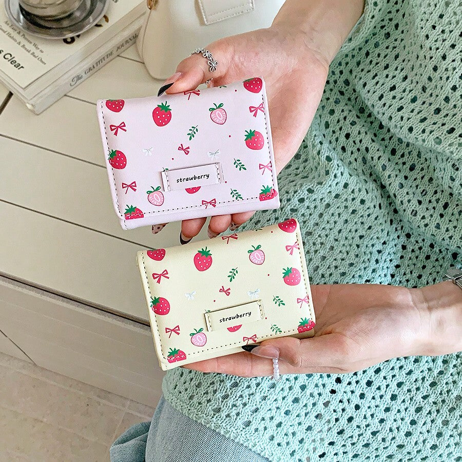 Awww So Sweet! Minimalist INS Style Cute Sweet Short Strawberry Pink Wallet – Coin Purse & Card Holder for Women