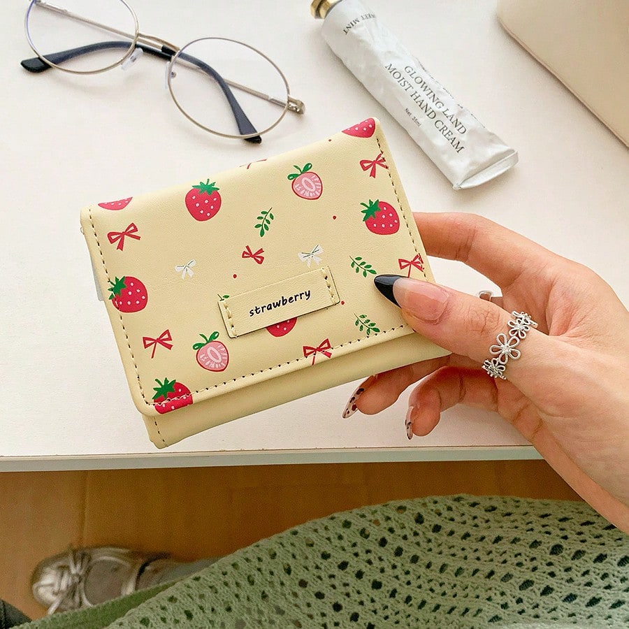 Awww So Sweet! Minimalist INS Style Cute Sweet Short Strawberry Pink Wallet – Coin Purse & Card Holder for Women