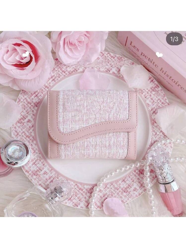 Women’s Minimalist Inspired Korean Style Compact Zipper Coin Card Holder Wallet - Pink