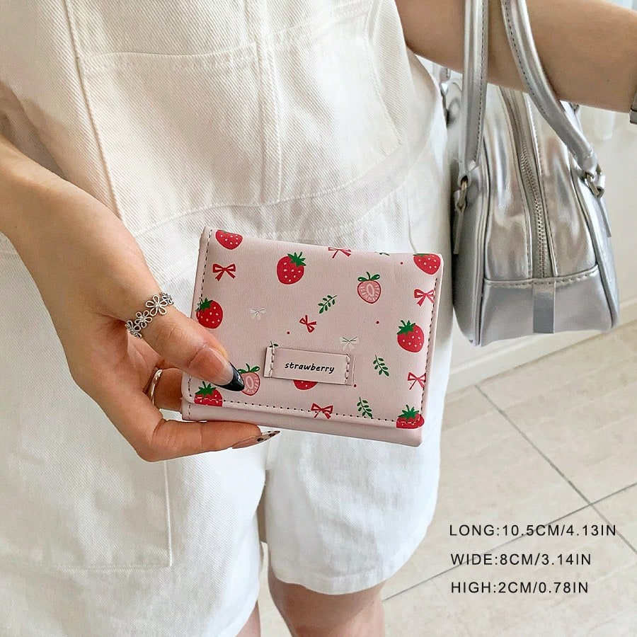 Awww So Sweet! Minimalist INS Style Cute Sweet Short Strawberry Pink Wallet – Coin Purse & Card Holder for Women