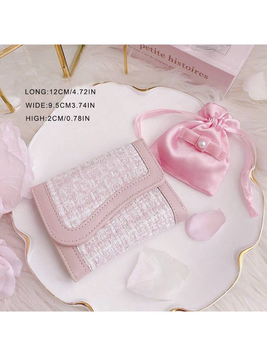 Women’s Minimalist Inspired Korean Style Compact Zipper Coin Card Holder Wallet - Pink