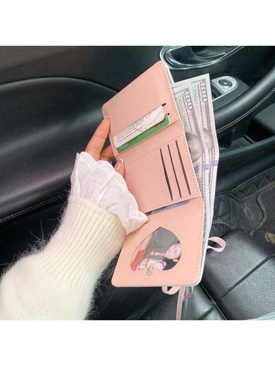 New Sweet Style Lace Bowknot Short Trifold Wallet for Women – High Quality Button-Up Card Holder