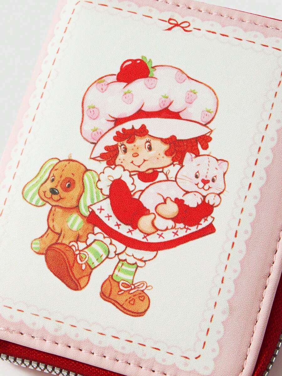 Strawberry Cartoon Zipper Wallet with 3D Pendant