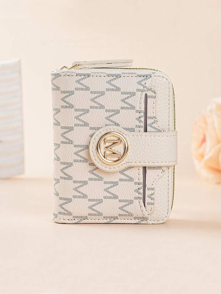 Women's Retro Lychee Pattern Wallet – Multi-Card Short Wallet with Coin Pocket and Snap Closure