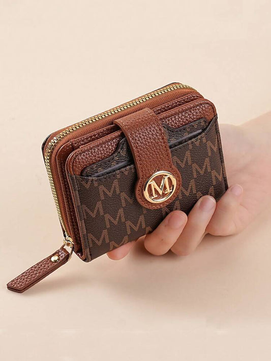 Women's Retro Lychee Pattern Wallet – Multi-Card Short Wallet with Coin Pocket and Snap Closure