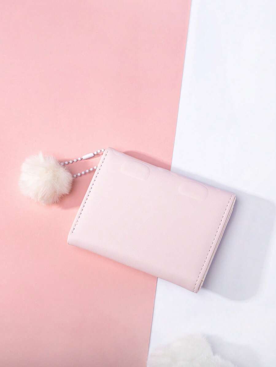 YADAS Plush Bunny Embossed Coin With 3D Pom Pom Valentines For Women Wallet Purse Small Wallet