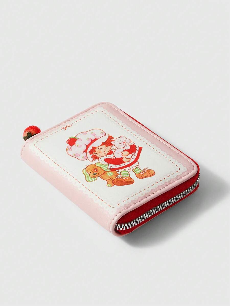 Strawberry Cartoon Zipper Wallet with 3D Pendant