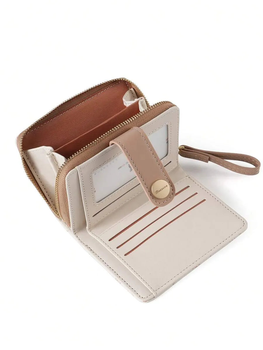 Cute Cat Short Zipper Wallet for Women with Card Holder